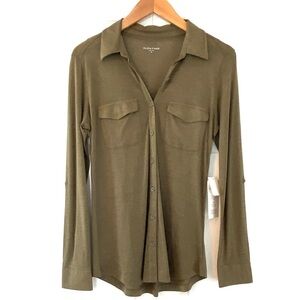 EILEEN FISHER Silk Cotton Jersey Camp Shirt